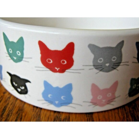 New Fringe Brand Adorable Kitty Cats MEOW Glazed Ceramic Colorful Cat Bowl - 5" - Picture 6 of 10